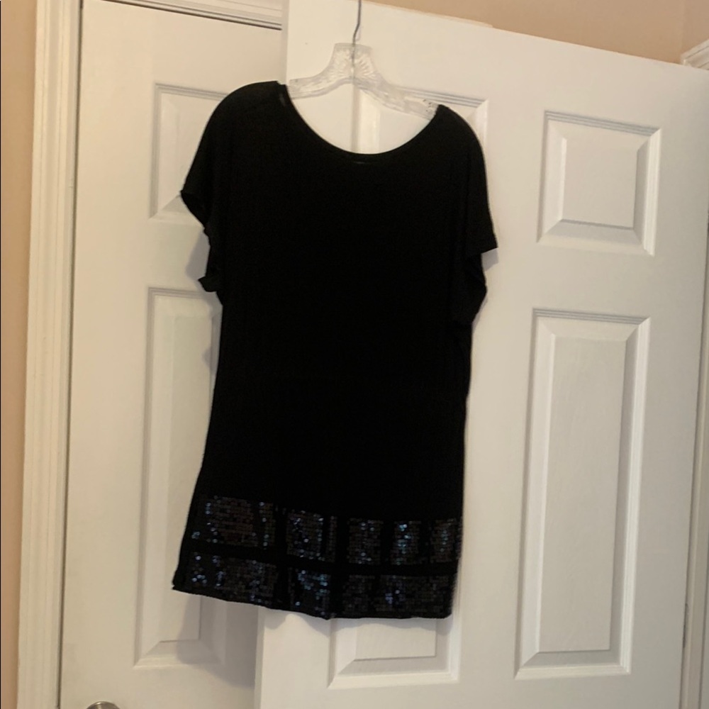 Chic Black Sequin Women's Short Sleeve Top